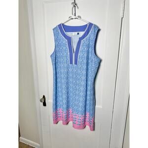 Talbots Cabana Life Blue Pink Floral Tank Tunic UPF 50 Stretch Dress Plus 3X